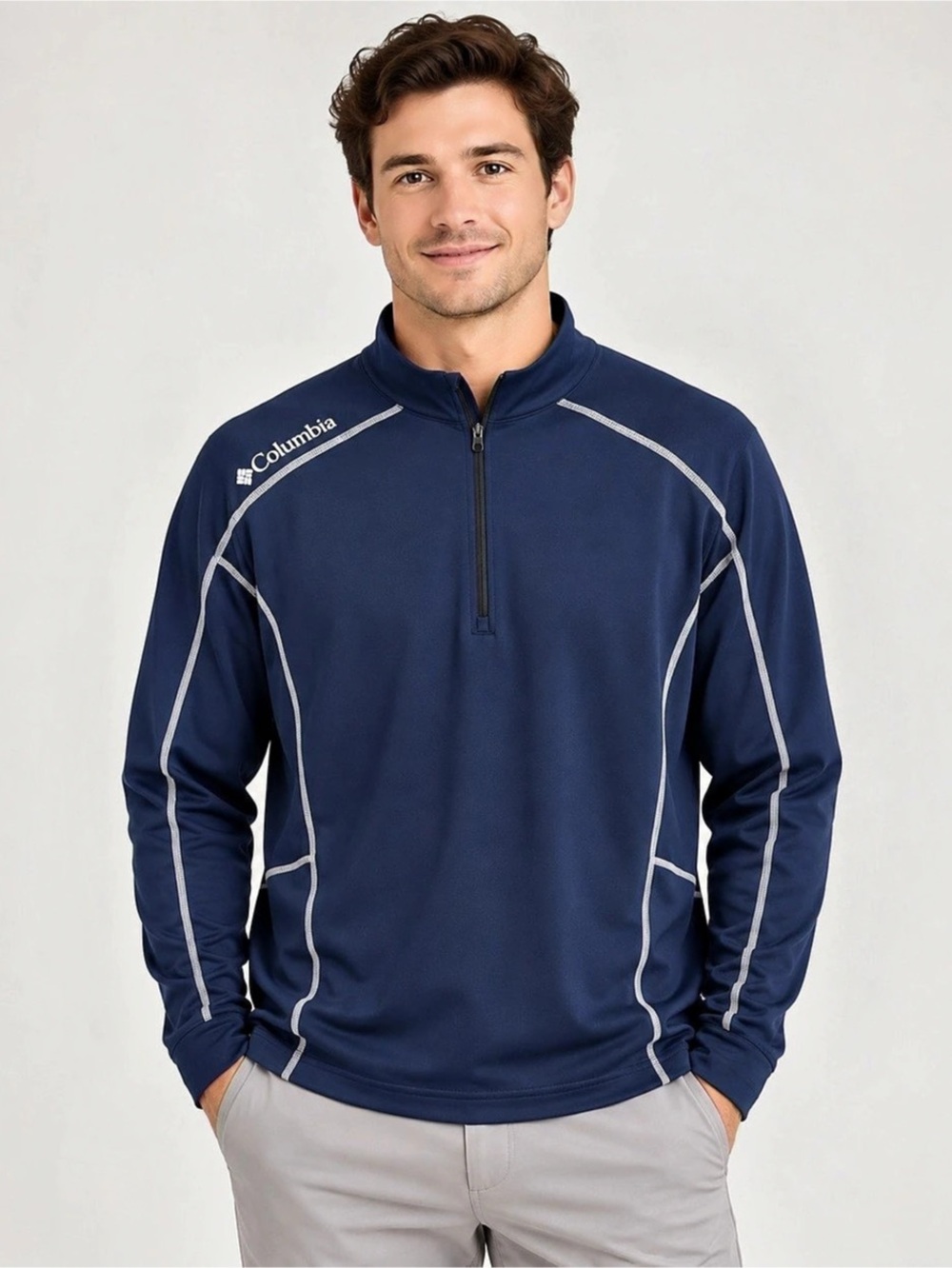 Columbia Omni-Wick Shotgun 1/4 Zip Men's Blue Half-Zip Size xl Like New